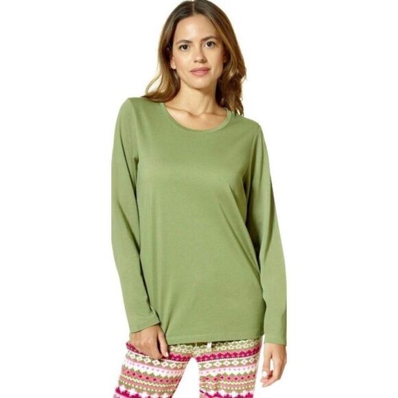 HUE - NWT - L Sz Lg Women’s Crewneck Long Sleeve Pajama Top or Top w/Jeans - Picture 12 of 15